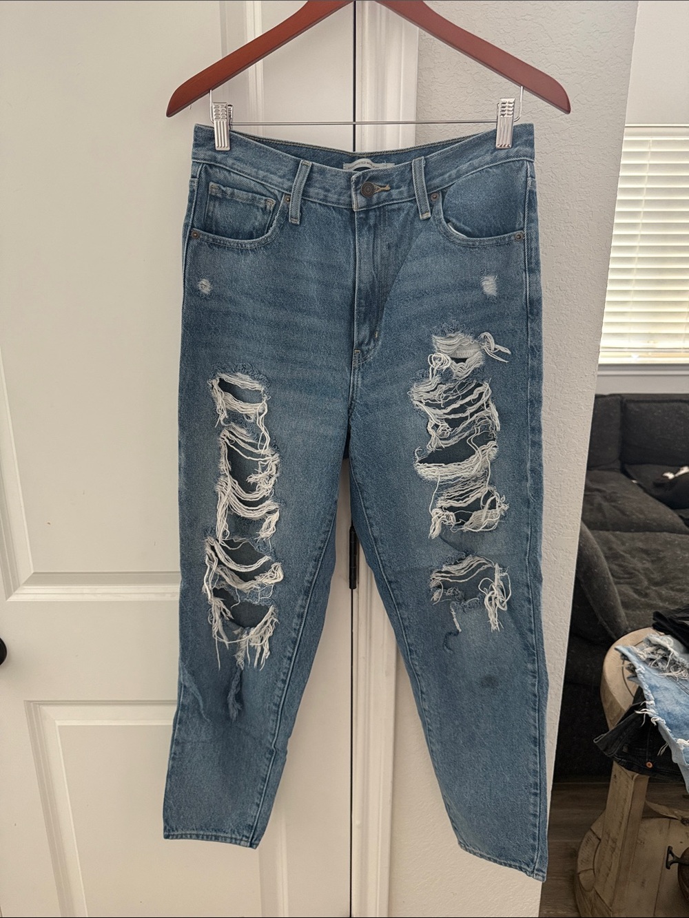 Levi's Distressed Light Blue Boyfriend Jeans